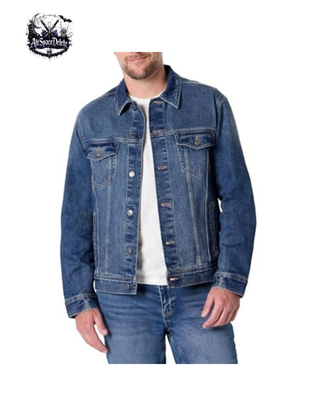 Men's Heavyweight Low Stretch Regular-Fit Denim Jacket Chest Patch Pockets